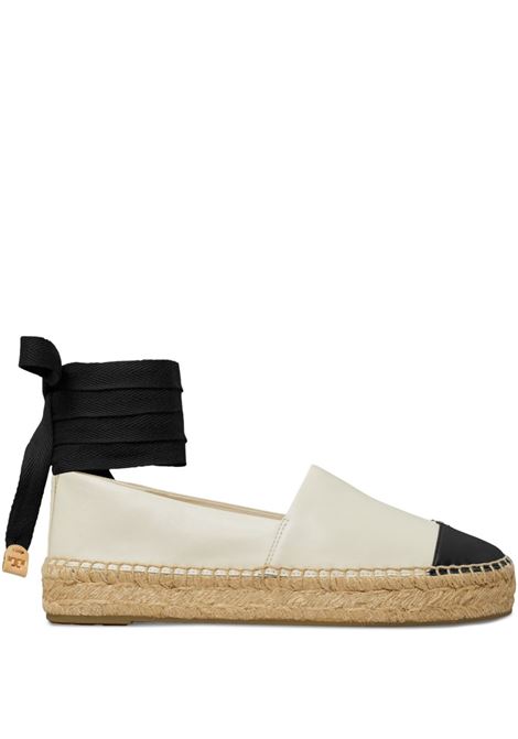 Espadrilles in pelle in beige  e nero Tory burch - donna